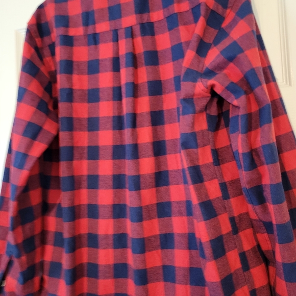 Rue Saint Patrick Mens Flannel Button Shirt Size Large Red Blue Squares - Picture 4 of 4